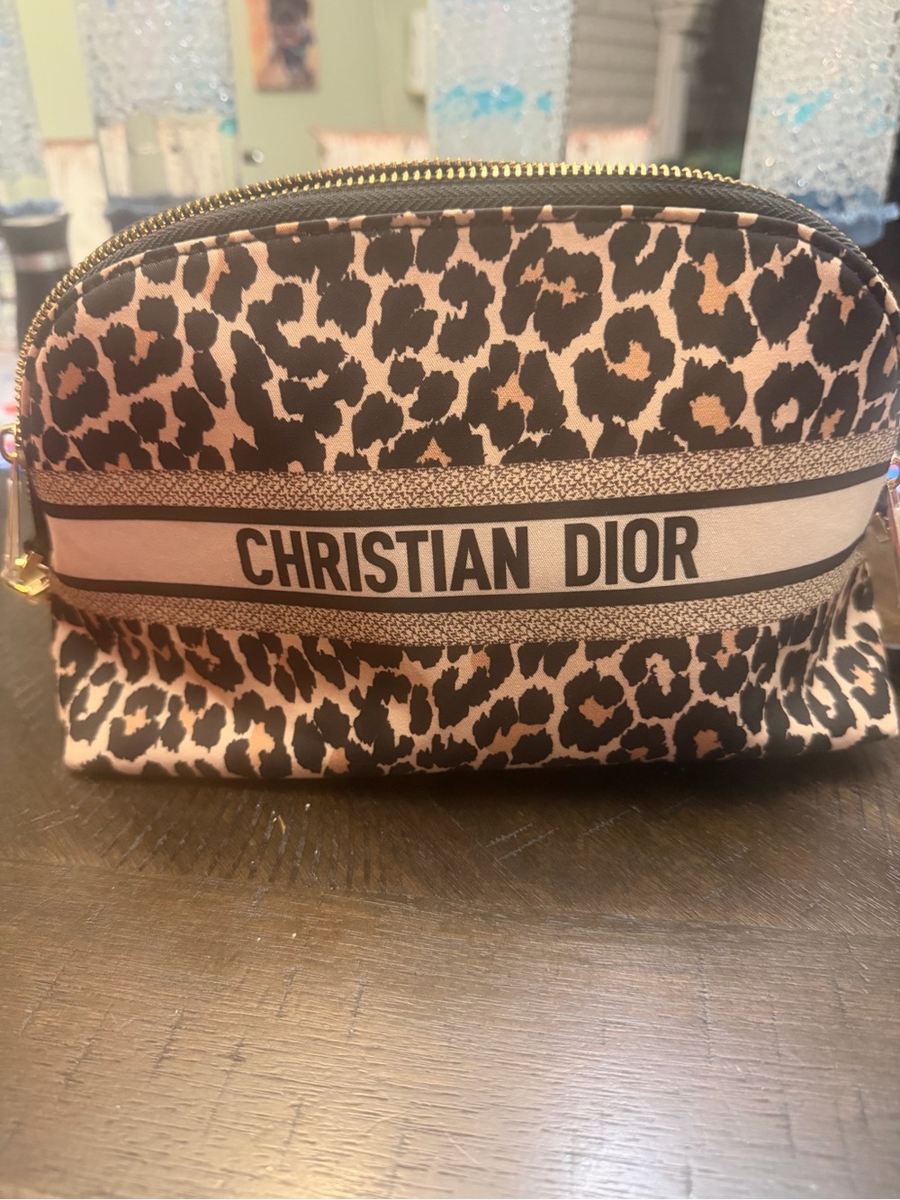 GWP!! Dior Pink and Black Leopard Print Cosmetic Makeup Bag Brand New